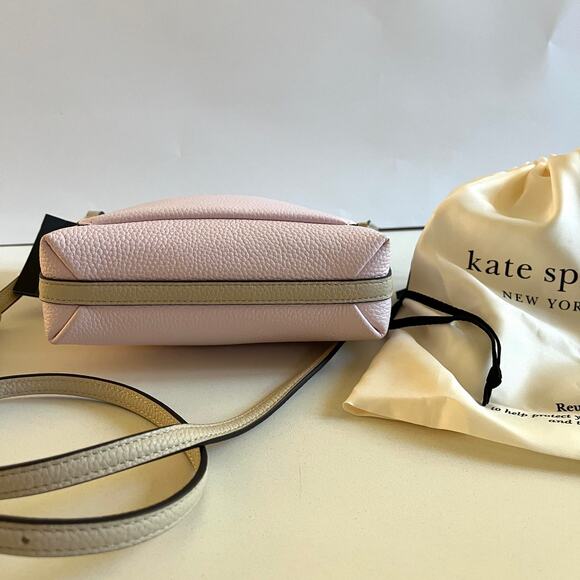 KATE SPADE + DUST BAG, Ava Color Block, Pebbled Leather Crossbody, Shimmer Pink - Picture 4 of 12